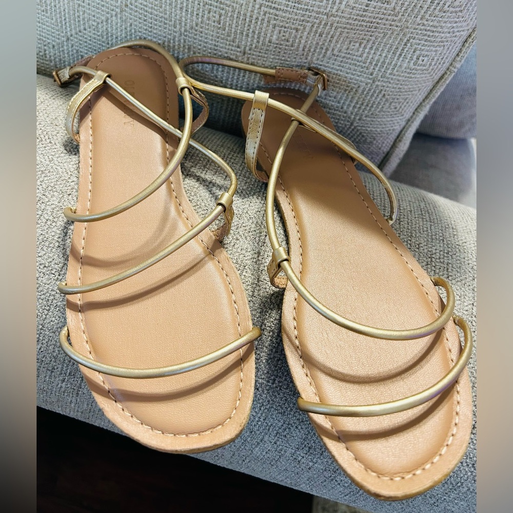 NEW Gold Strappy Sandals. (Worn Once)